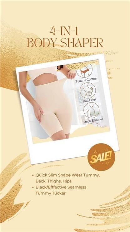 BD 4 - in - 1 Shaper - Quick Slim Shape Wear Tummy, Back, Thighs, Hips - Black/Efffective Seamless Tummy Tucker - The Mavi Store