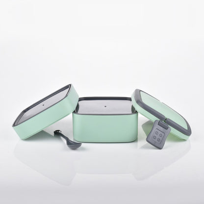 Green Double - layer Portable Lunch Box Stackable With Carrying Handle And Spoon Lunch Box - The Mavi Store