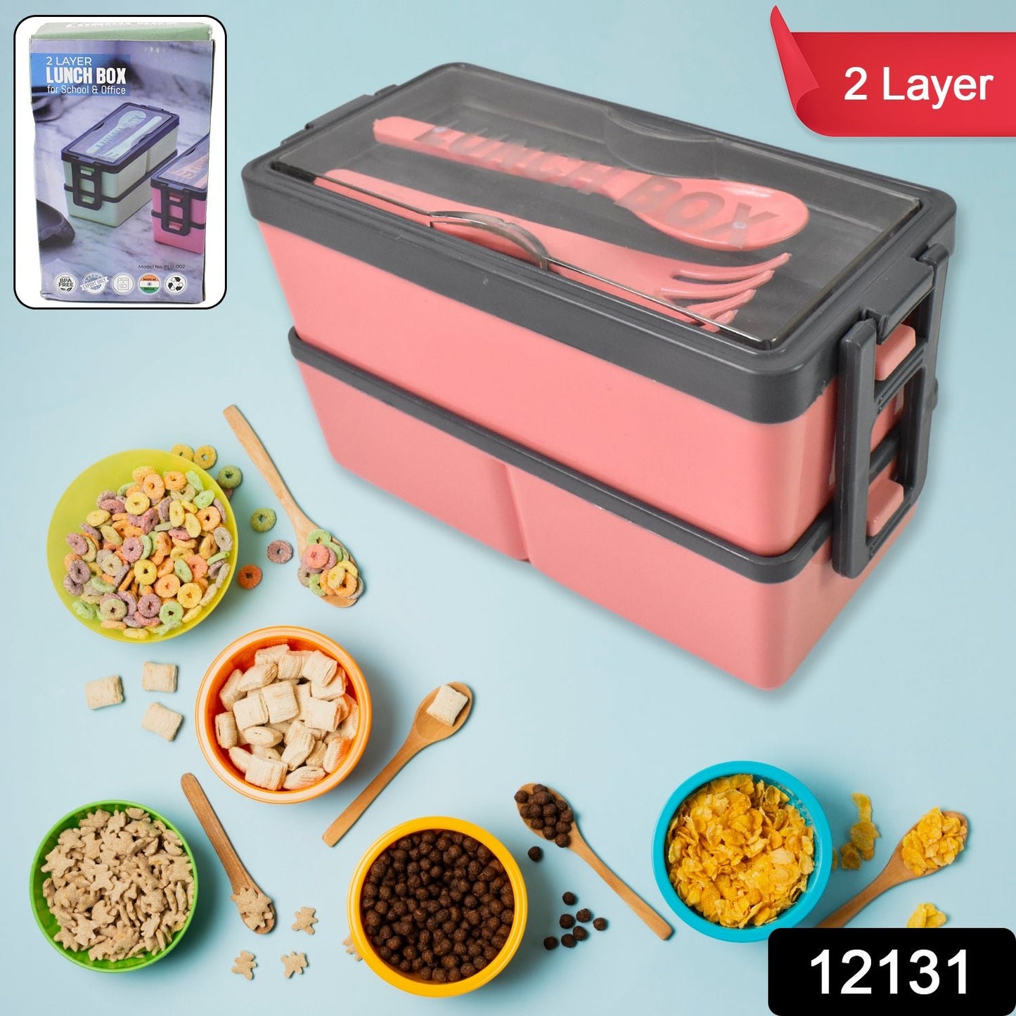 Plastic 3 Layer Leak Proof 3 Compartment Lunch Box For Office (1 Pc) - The Mavi Store